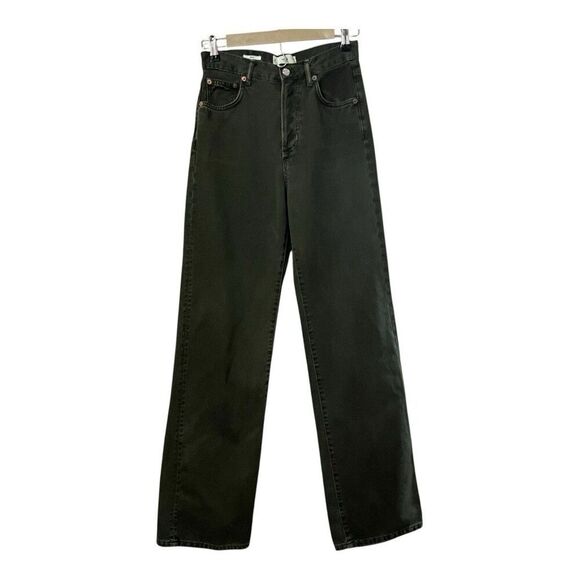 Mango MNG Denim Womens Size 4 Green High Waist Straight Leg Jeans - Picture 1 of 7